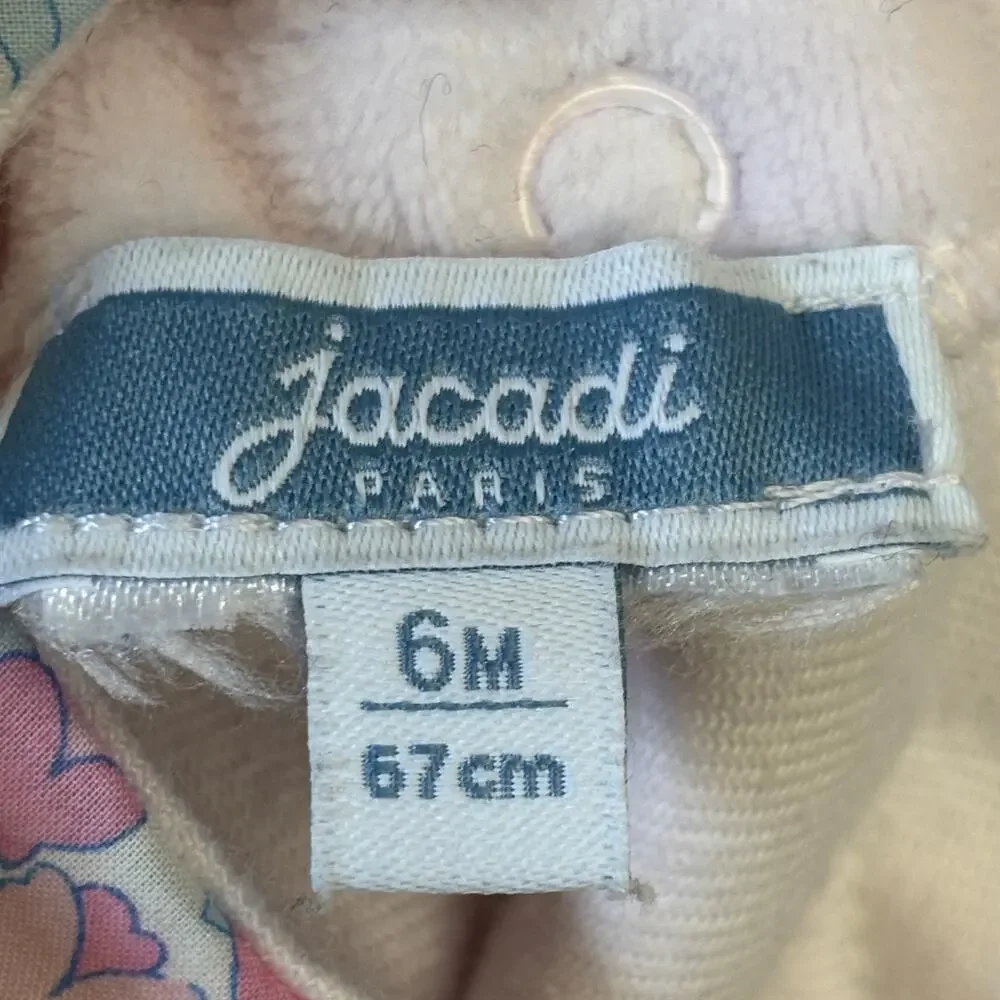 Jacadi Paris 6 Months Pink Baby Girl Onesies Bodysuit Velour Floral Footed